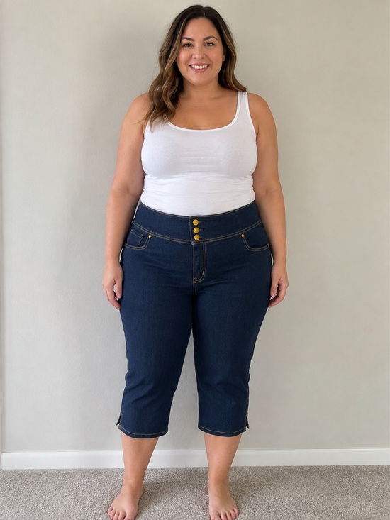 Denim - Lane Bryant Denim Capri Jeans Womens 20 Dark Wash 3 Button Stretch Plus Size